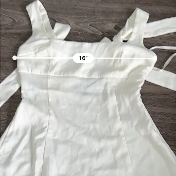 URBAN OUTFITTERS Satin like ivory Tie-Shoulder bows Mini Dress size small - Picture 4 of 11